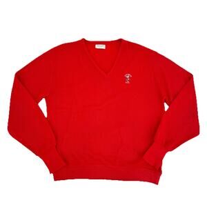 Grand Slam Munsingwear WI Badger Red V-Neck Sweater XXL Wool Blend Vintage 80s